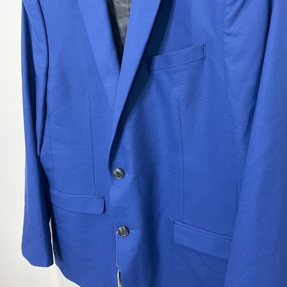 Nordstrom Rack Men's Blue Solid Two Button Peak Lapel Extra Trim Fit Suit Top - Picture 4 of 11